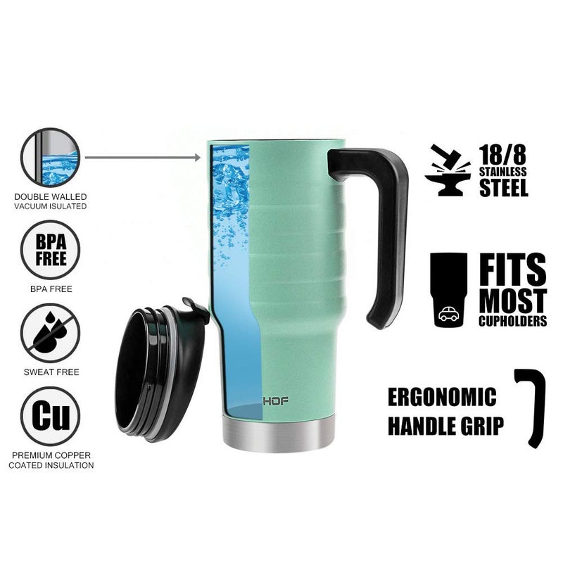 HAUSHOF 24 oz Travel Mug, Stainless Double Wall Vacuum Insulated Tumbler with Handle & Spill Proof Twist On Flip Lid and Wide Mouth, BPA Free - Image 3